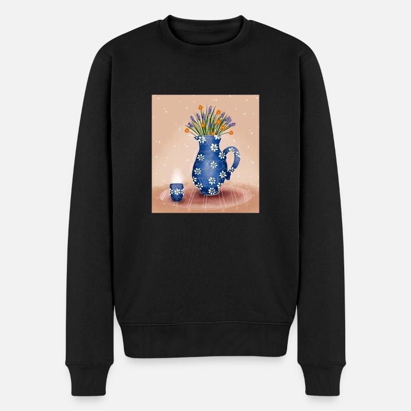 Blumen Tee - Männer Premium Bio Pullover - Schwarz