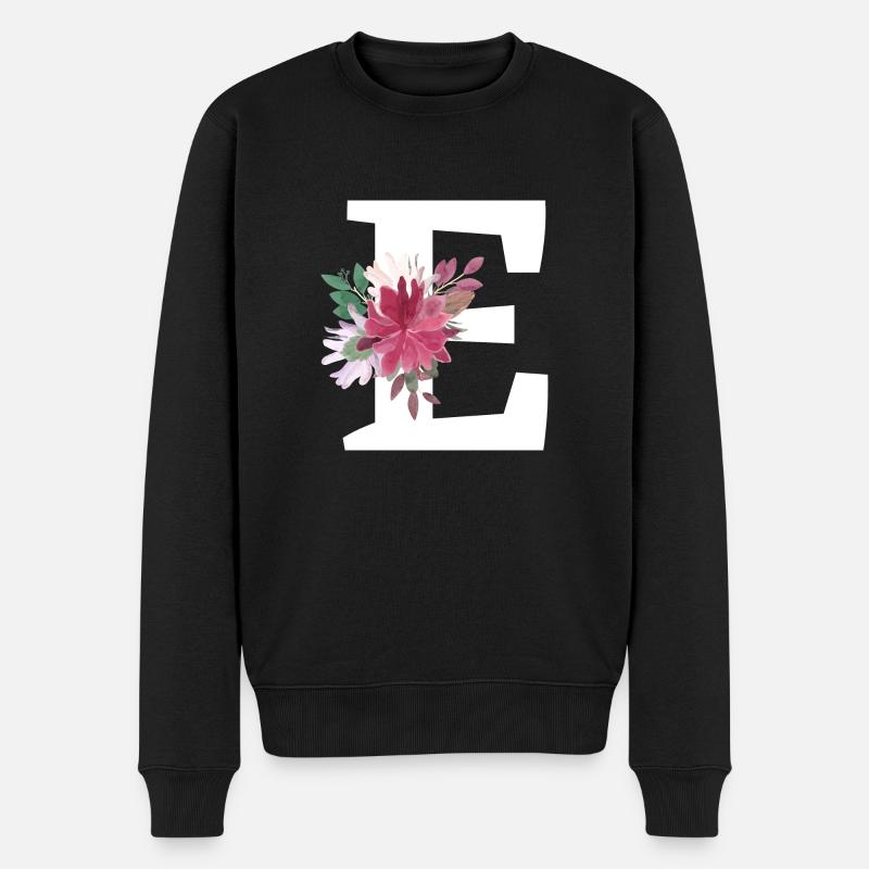 Lettre e floral - Pull Premium bio Homme - noir