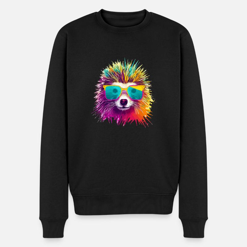 Eddy das Stachelschwein - Männer Premium Bio Pullover - Schwarz