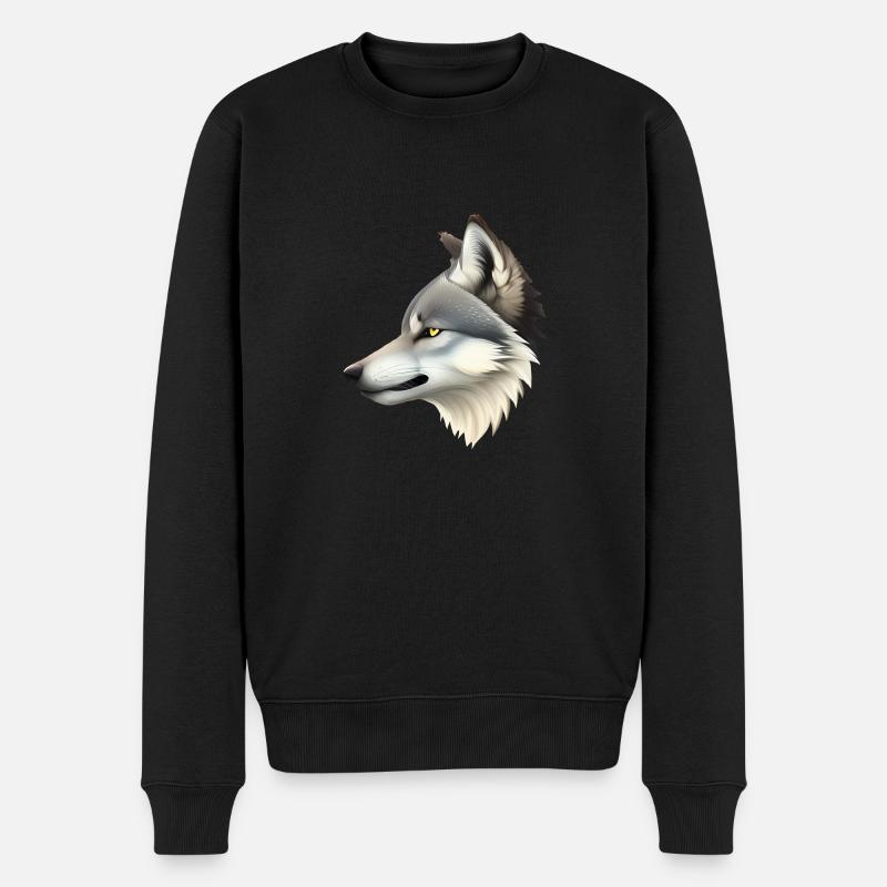 Wolf - Männer Premium Bio Pullover - Schwarz