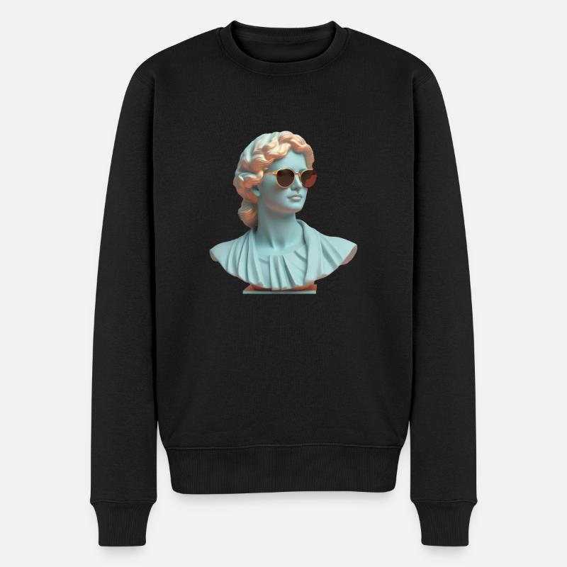 Statue römisch mit Sonnenbrille modern style art - Männer Premium Bio Pullover - Schwarz