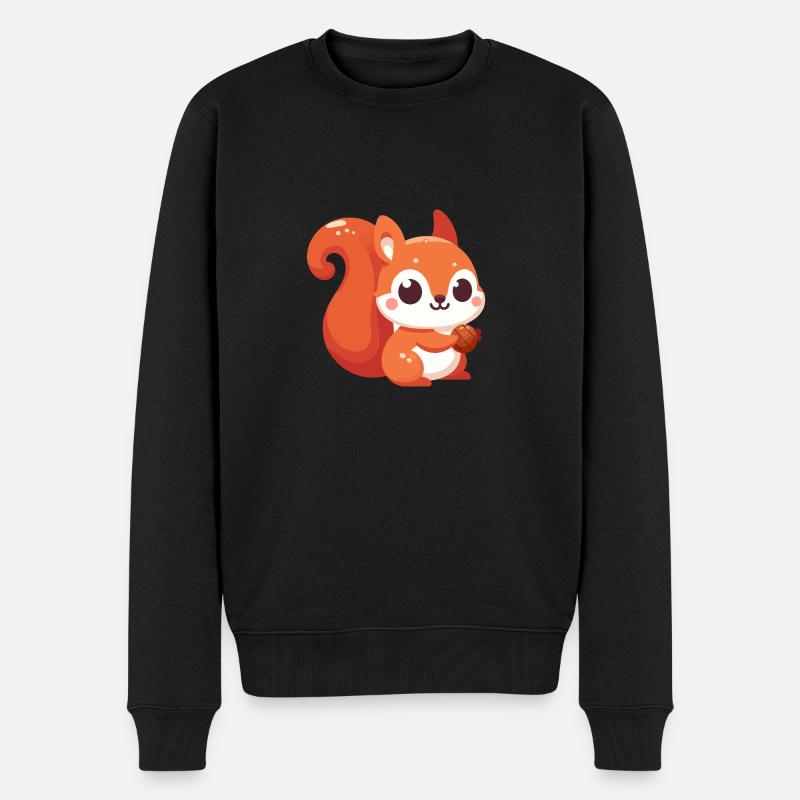 Chibi Eichhörnchen Kawaii - Männer Premium Bio Pullover - Schwarz