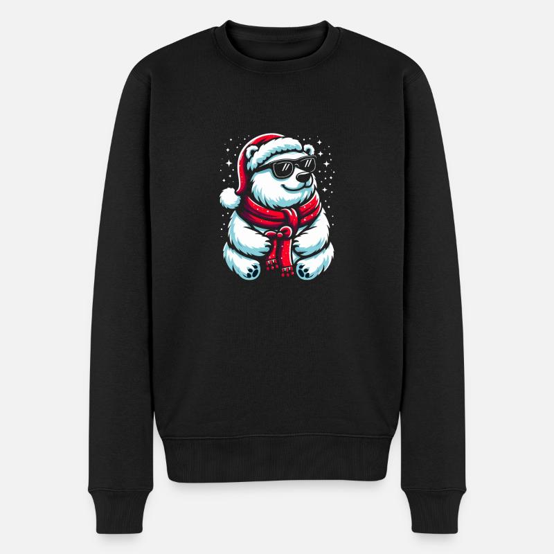 Weihnachten Cooler Eisbär - Männer Premium Bio Pullover - Schwarz