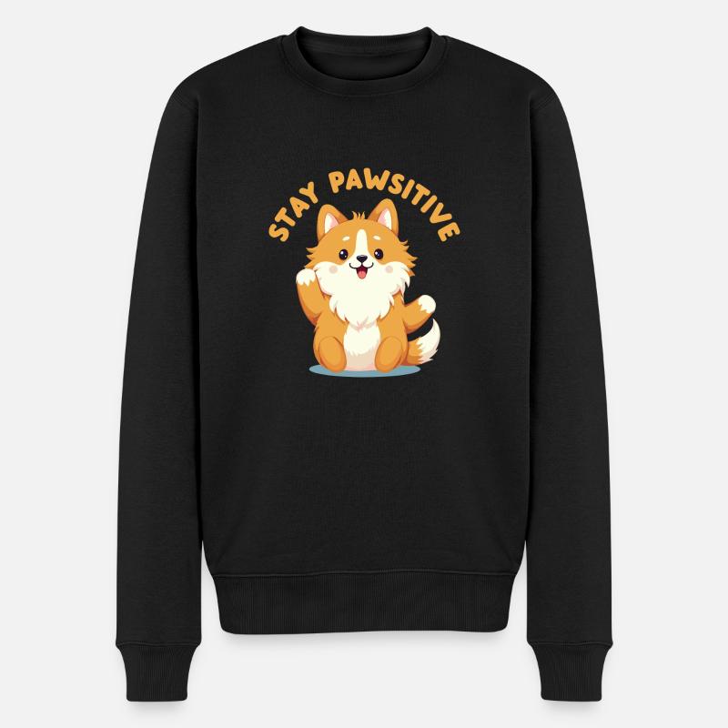 Bleiben Sie pfotenhaft - Männer Premium Bio Pullover - Schwarz