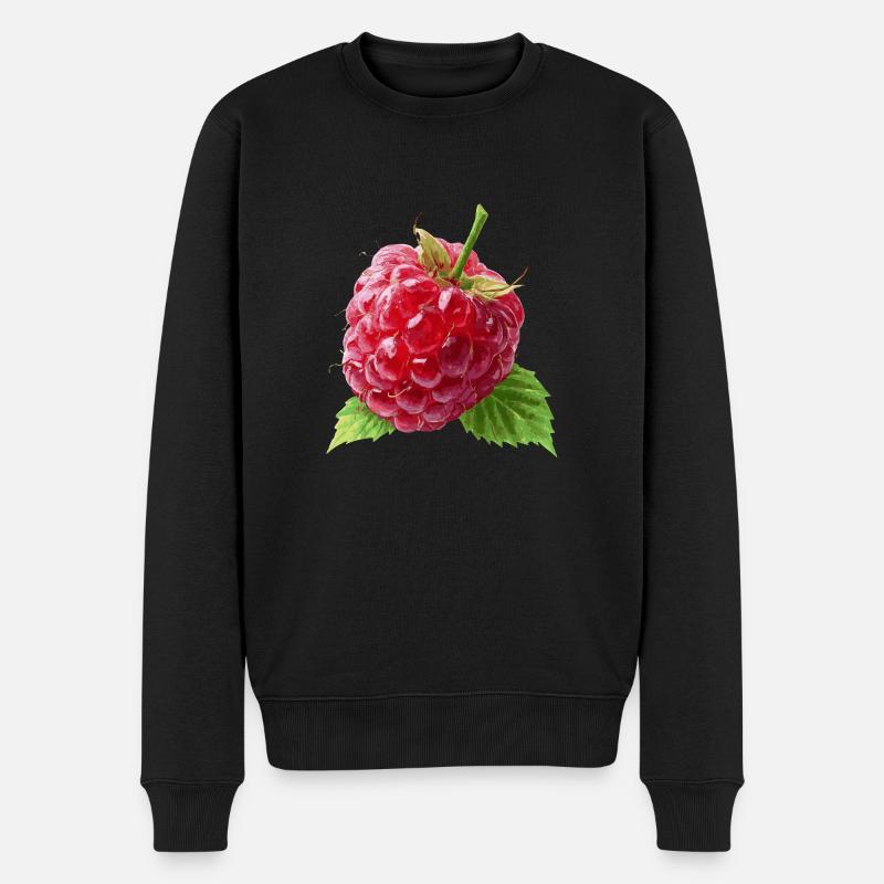 Himbeere - Männer Premium Bio Pullover - Schwarz