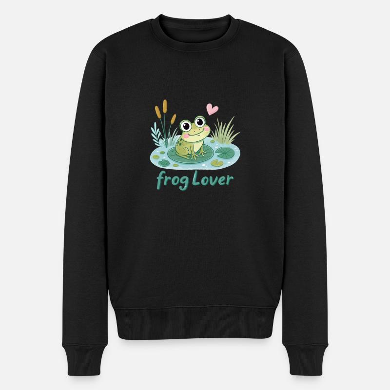 Frosch-Liebhaber - Männer Premium Bio Pullover - Schwarz