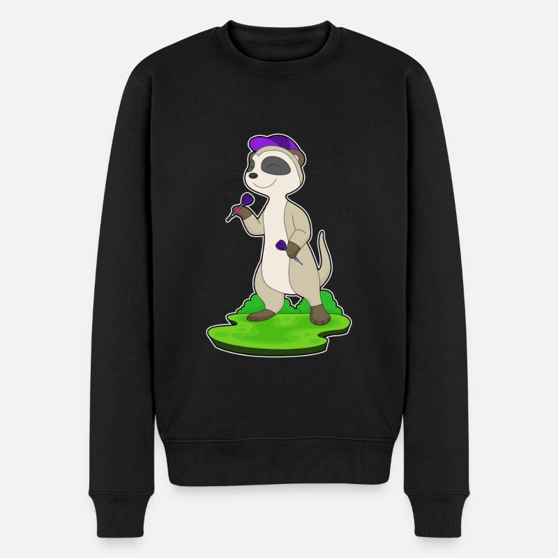 Erdmännchen Dart Dartpfeil - Männer Premium Bio Pullover - Schwarz