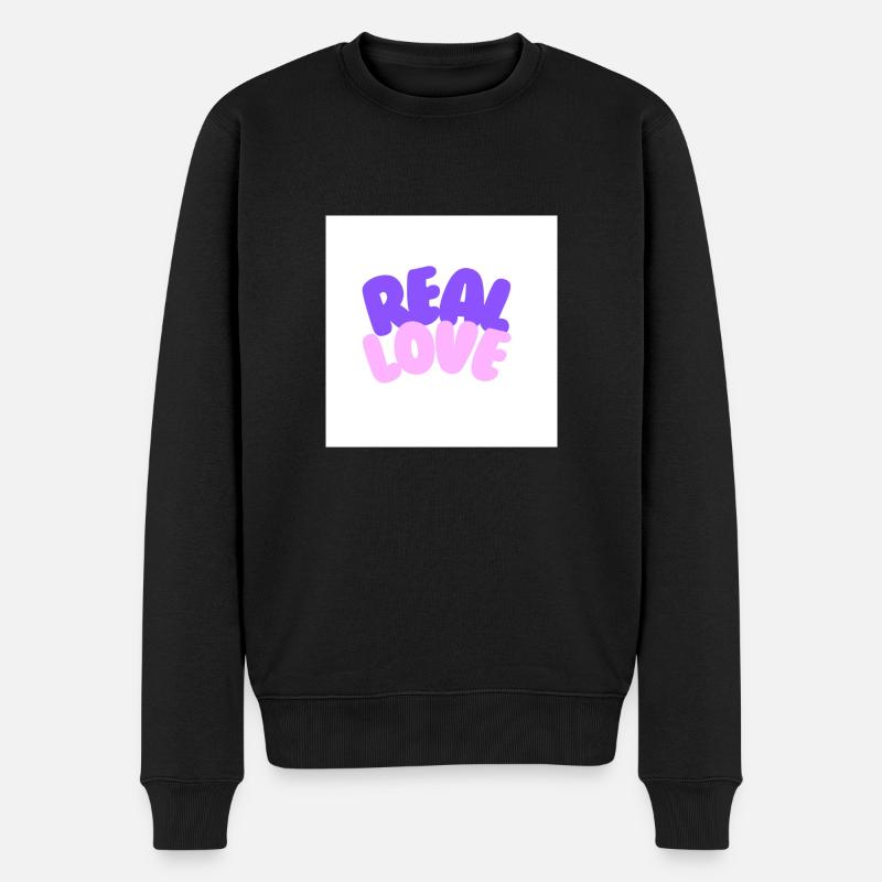 real love - Männer Premium Bio Pullover - Schwarz