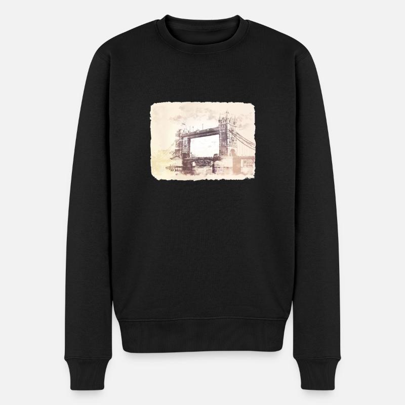 London England Tower Bridge - Männer Premium Bio Pullover - Schwarz
