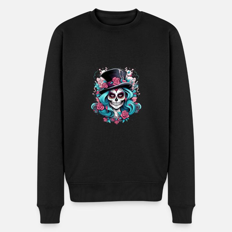 Idée cadeau de masque de tatouage La Catrina - Pull Premium bio Homme - noir