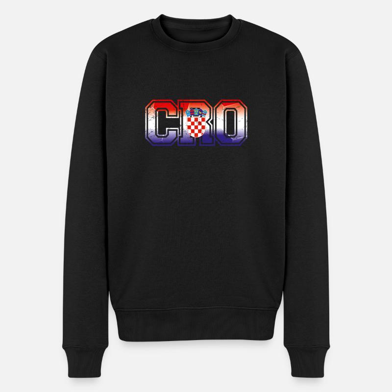 C R O Kroatien - Männer Premium Bio Pullover - Schwarz