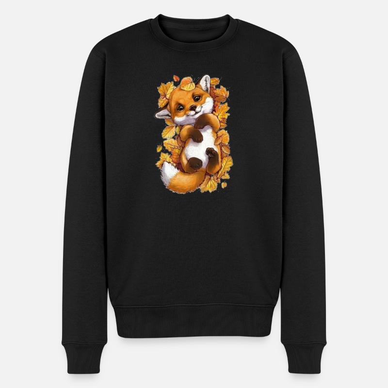 Cute baby fox - Männer Premium Bio Pullover - Schwarz