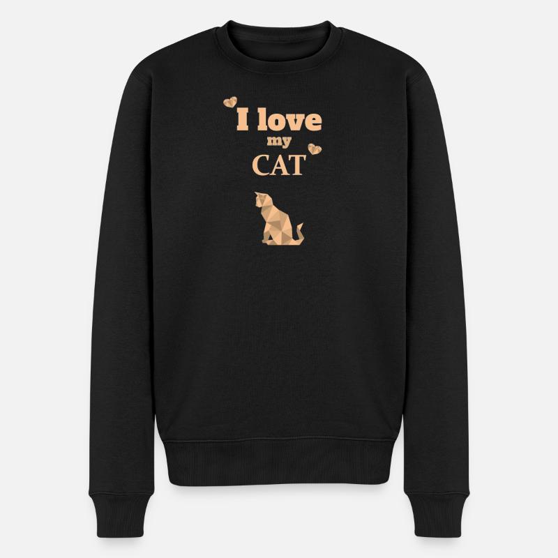 Katze ich liebe mein Haustier - Männer Premium Bio Pullover - Schwarz
