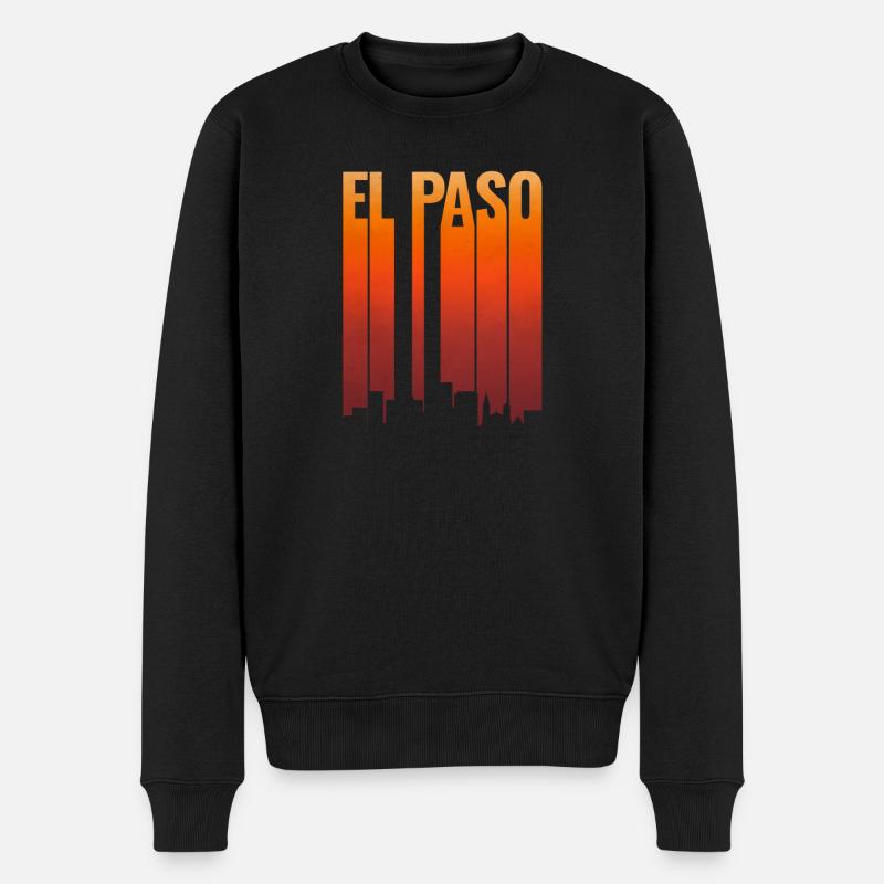 El Paso Skyline Sonnenuntergang - Männer Premium Bio Pullover - Schwarz