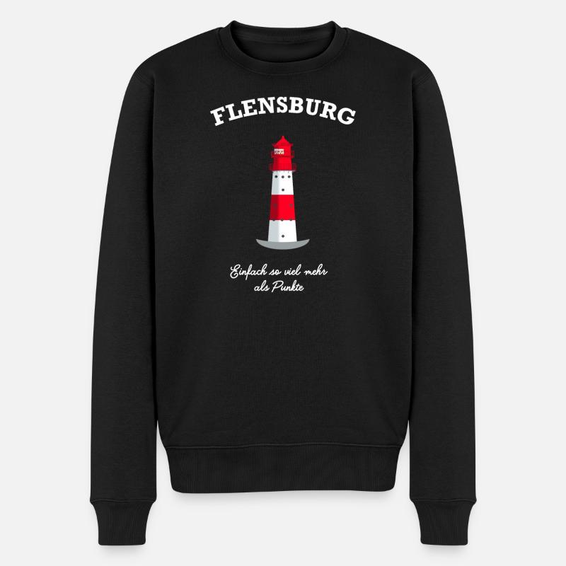 Flensburg Leuchtturm Falshöft, mehr als Punkte - Männer Premium Bio Pullover - Schwarz