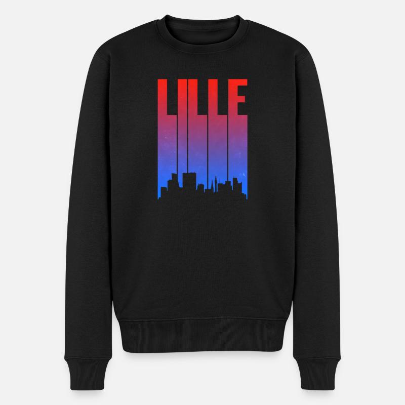 Lille Stadt Skyline Gradient - Männer Premium Bio Pullover - Schwarz
