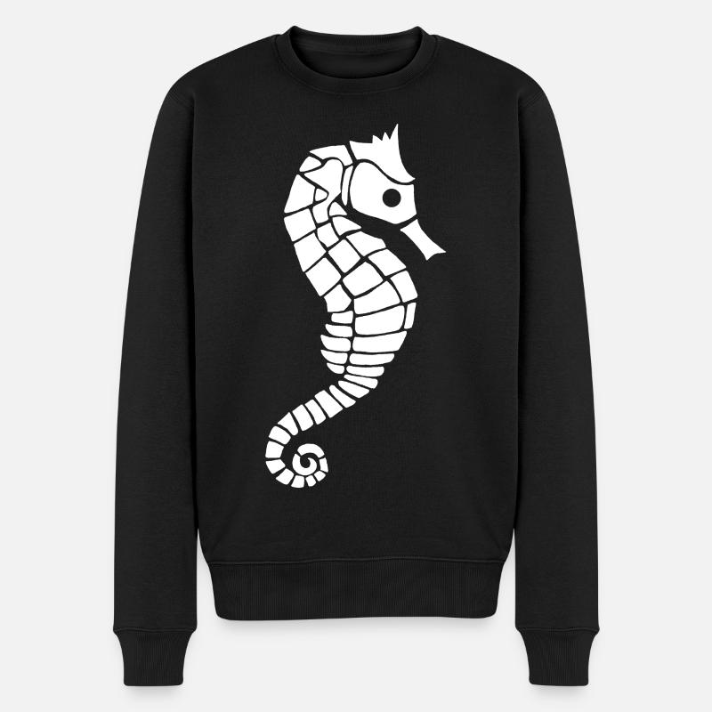 Weißes Seepferdchen - Männer Premium Bio Pullover - Schwarz