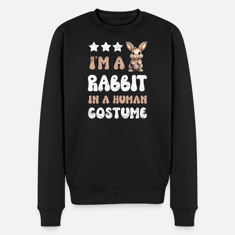 Hase Kaninchen - Männer Premium Bio Pullover - Schwarz