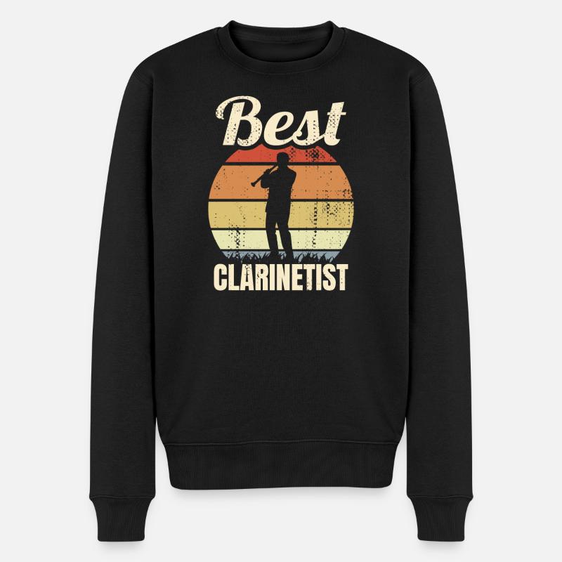 Lustiger Klarinettist - Männer Premium Bio Pullover - Schwarz