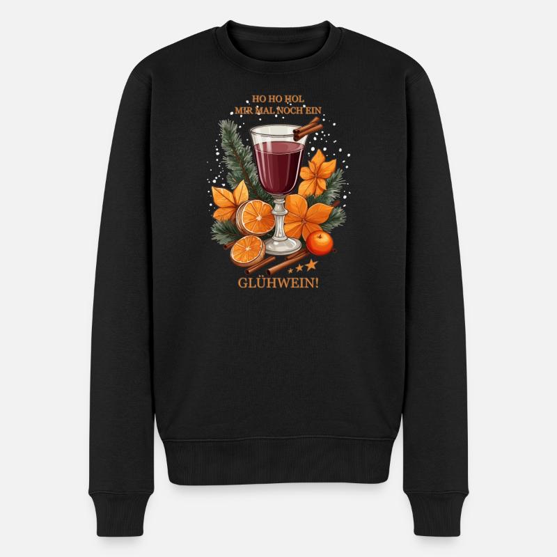 Glühwein mit Zimt - Männer Premium Bio Pullover - Schwarz