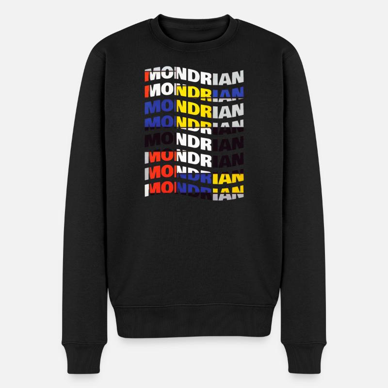 Mondrian T-Shirt mit Wellentexteffekt - Männer Premium Bio Pullover - Schwarz