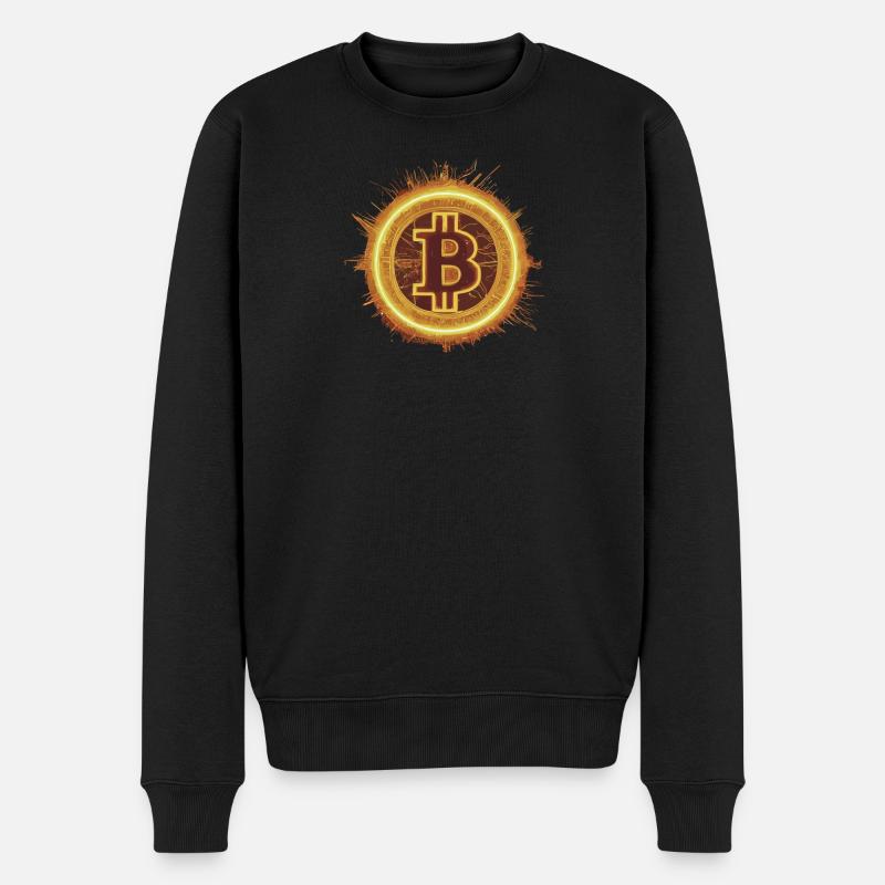 Feuriger Bitcoin Solar - Männer Premium Bio Pullover - Schwarz
