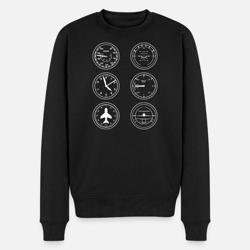 Flugzeug Instrumente - Männer Premium Bio Pullover - Schwarz