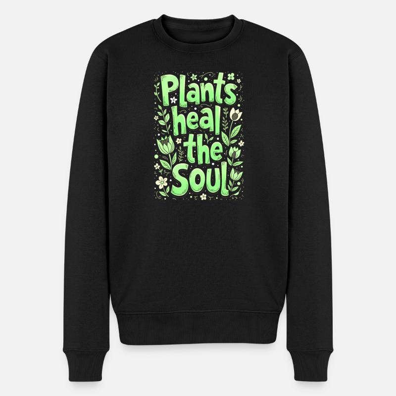 PFLANZEN HEILEN DIE SEELE - Männer Premium Bio Pullover - Schwarz