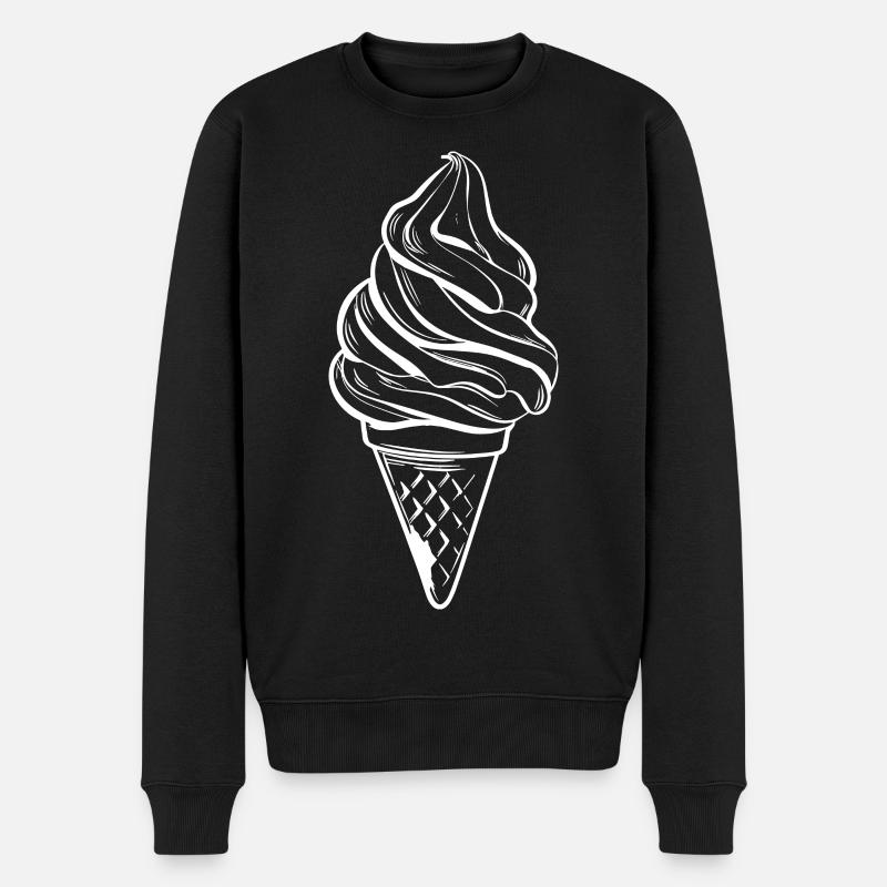 Eiscreme Tüte Zeichnung - Männer Premium Bio Pullover - Schwarz