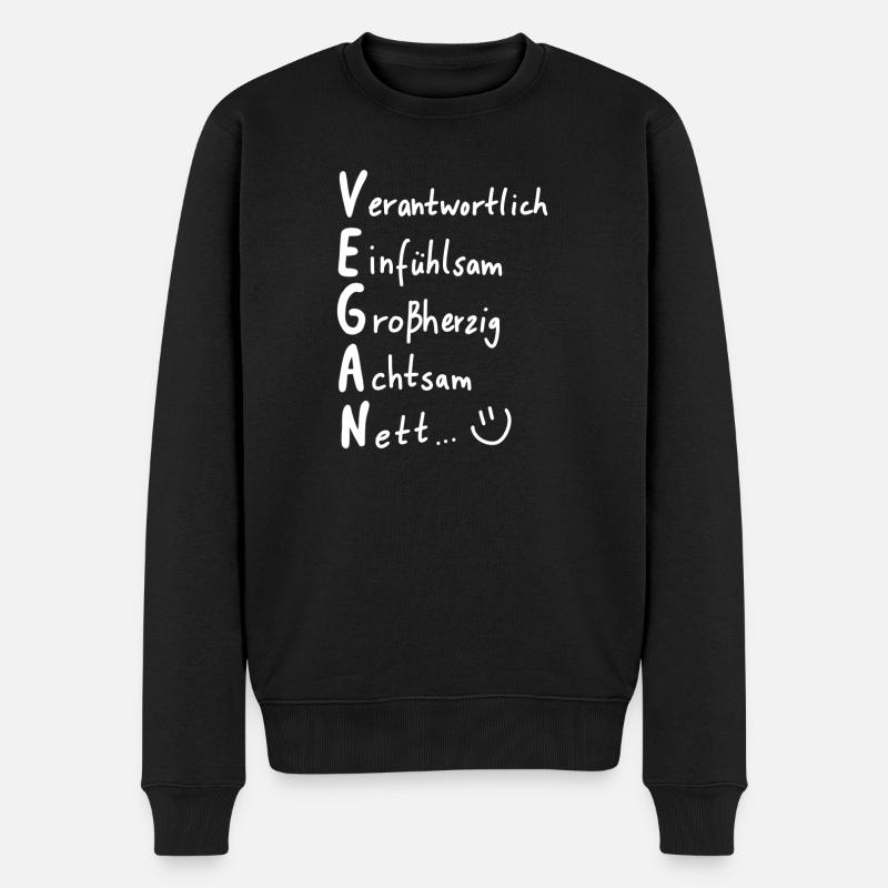 Vegan - Männer Premium Bio Pullover - Schwarz