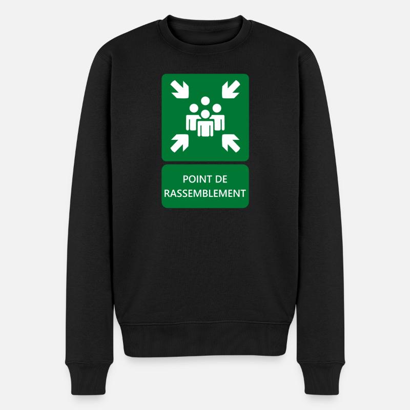 panneau point de rassemblement, signalétique - Pull Premium bio Homme - noir