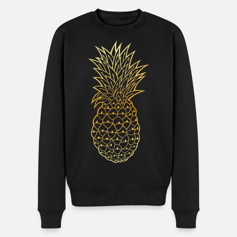 Contour Doré Ananas Design Tropical - Pull Premium bio Homme - noir