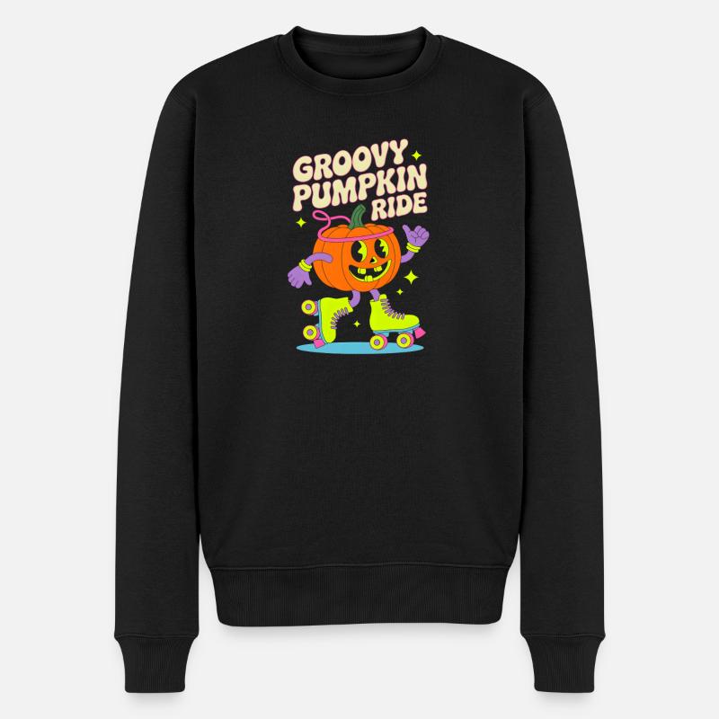 Groovy Pumpkin Inline Skate - Männer Premium Bio Pullover - Schwarz