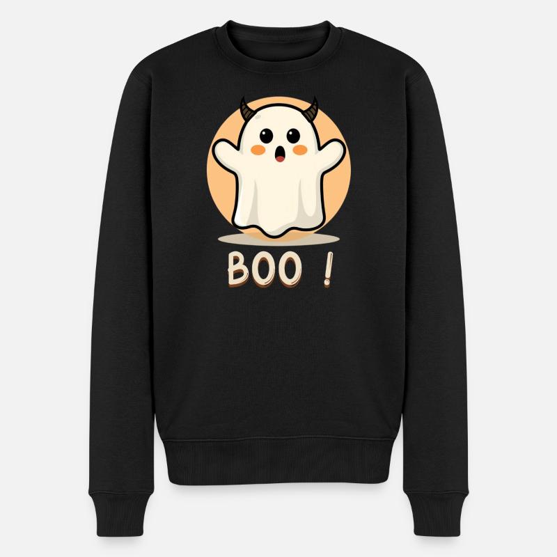 Buhruf! Ghost Halloween Decke - Männer Premium Bio Pullover - Schwarz