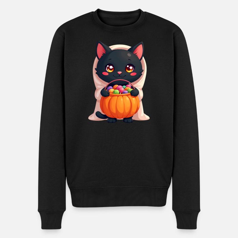 Chat d’Halloween avec citrouille d’Halloween - Pull Premium bio Homme - noir