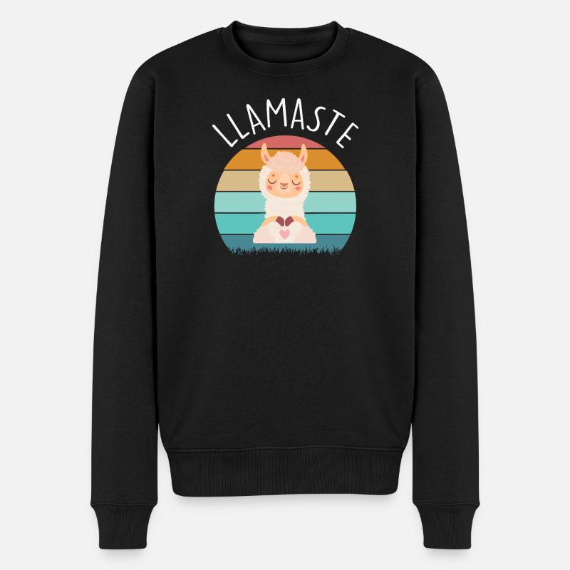 Llamaste yoga - Männer Premium Bio Pullover - Schwarz