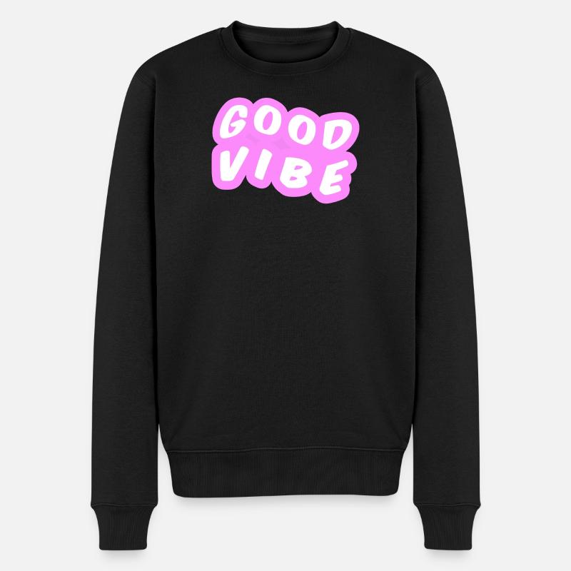 Good Vibe Pastellrosa - Männer Premium Bio Pullover - Schwarz