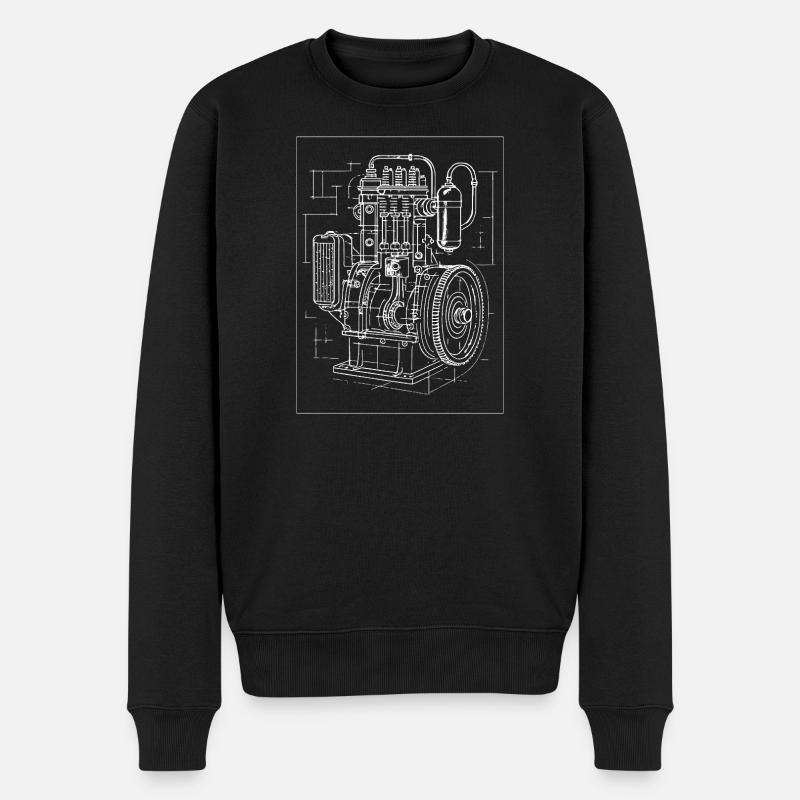 Plan de moteur industriel - Pull Premium bio Homme - noir