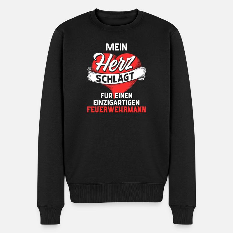 Heart beats for a firefighter - Men's Premium Organic Jumper - black