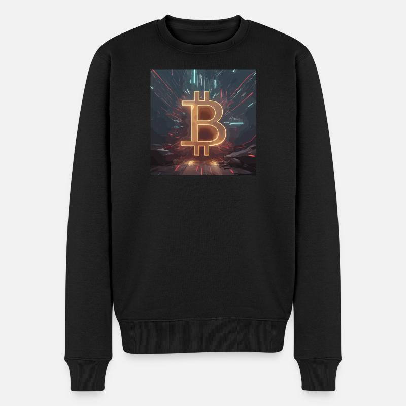 Bitcoin Machtentfaltung – Dynamische Energie - Männer Premium Bio Pullover - Schwarz