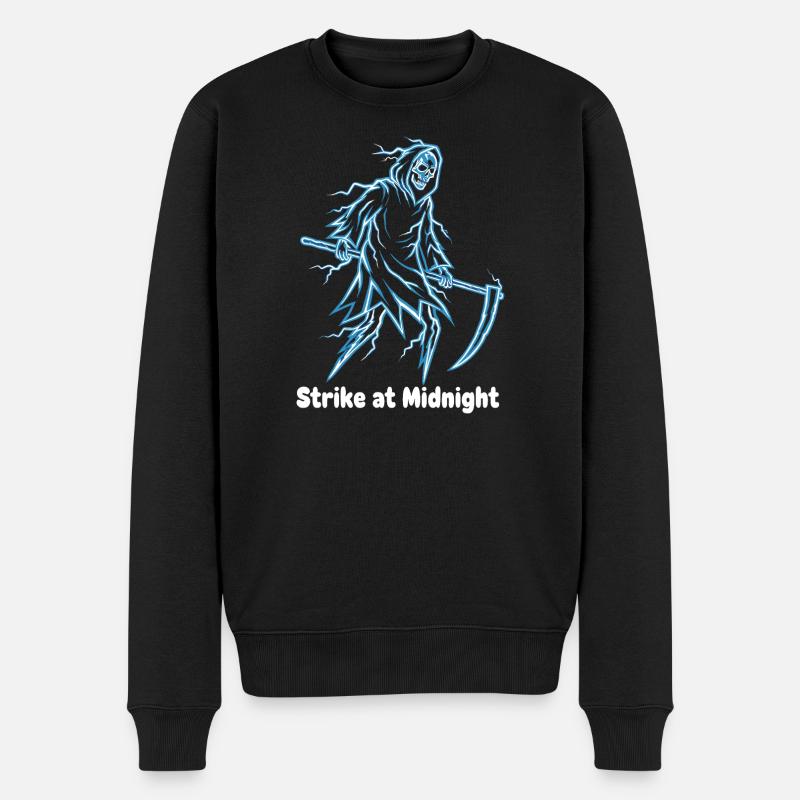 Mitternachts-Skelett Neon - Männer Premium Bio Pullover - Schwarz
