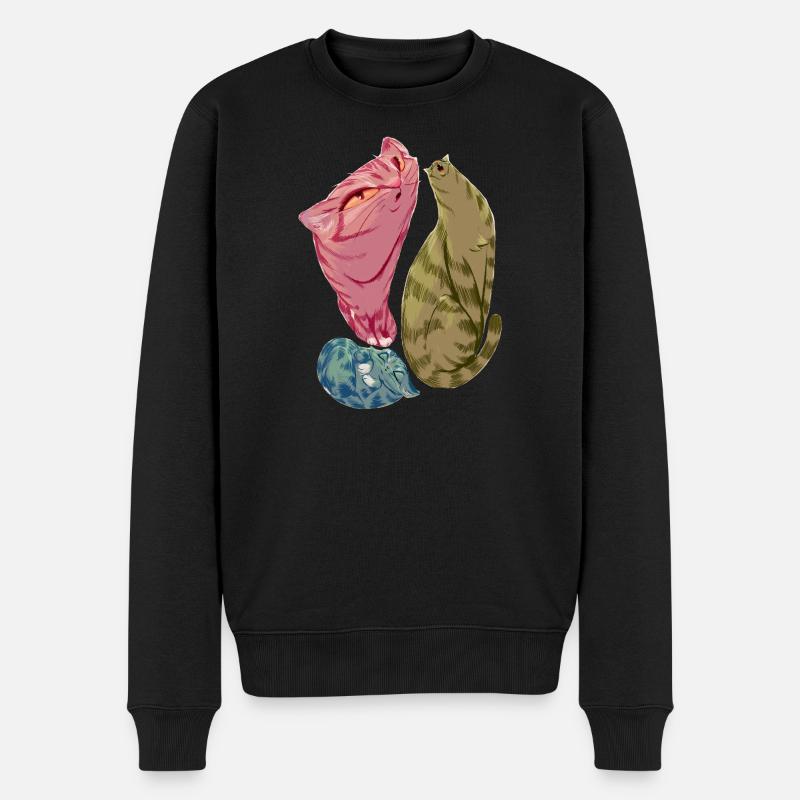 Triade de chats mous aux teintes pastel - Pull Premium bio Homme - noir