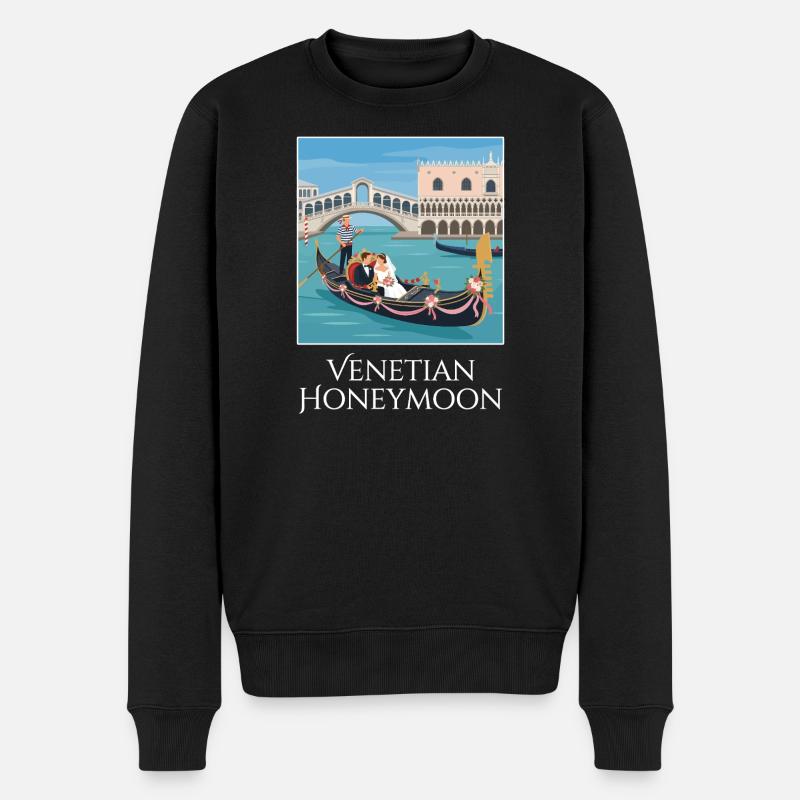 Venetian_Honeymoon_Gondel - Männer Premium Bio Pullover - Schwarz