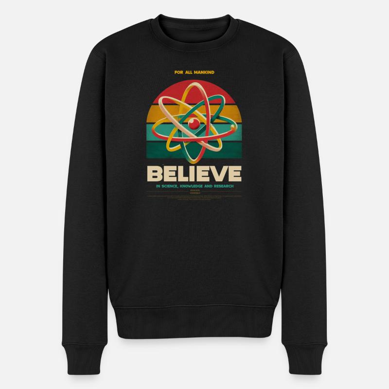 Glauben an Wissenschaft Retro-Poster - Männer Premium Bio Pullover - Schwarz