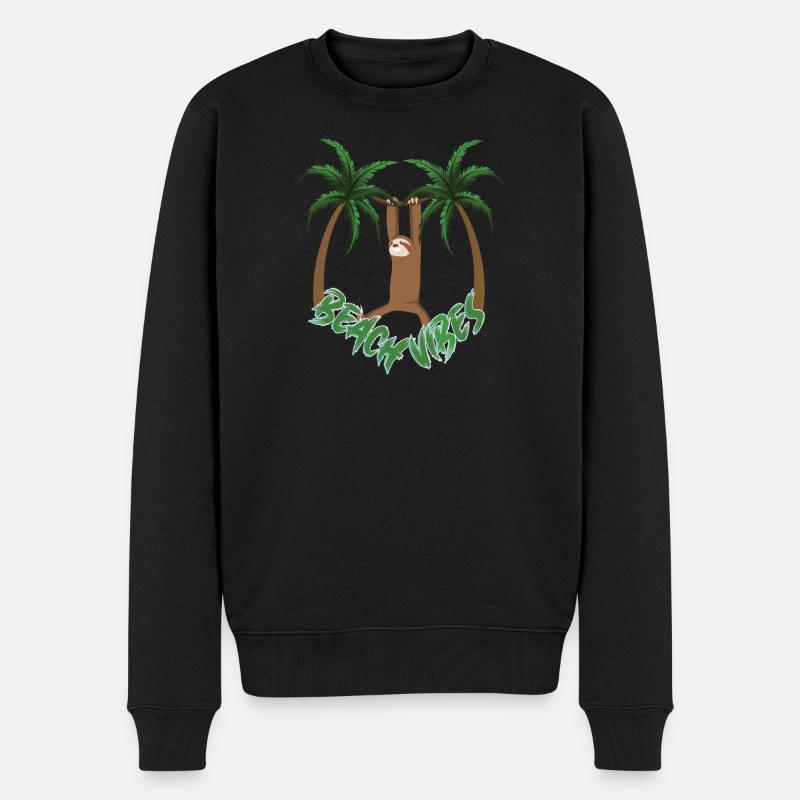 Ambiance de plage Paresseuse - Pull Premium bio Homme - noir