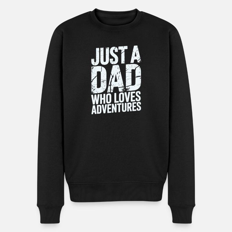 Vater der Abenteuer - Männer Premium Bio Pullover - Schwarz