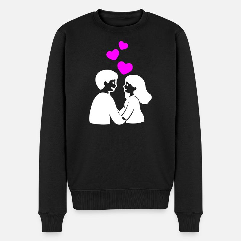 Forelskede par hjerter - Økologisk premium-sweatshirt til mænd - sort
