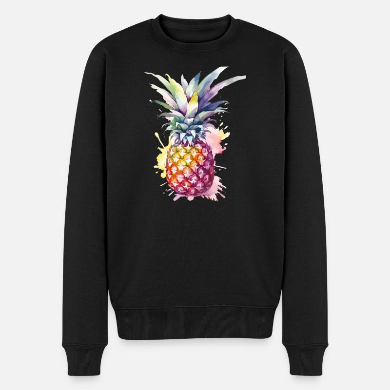 Aquarelle à l’ananas - Pull Premium bio Homme - noir