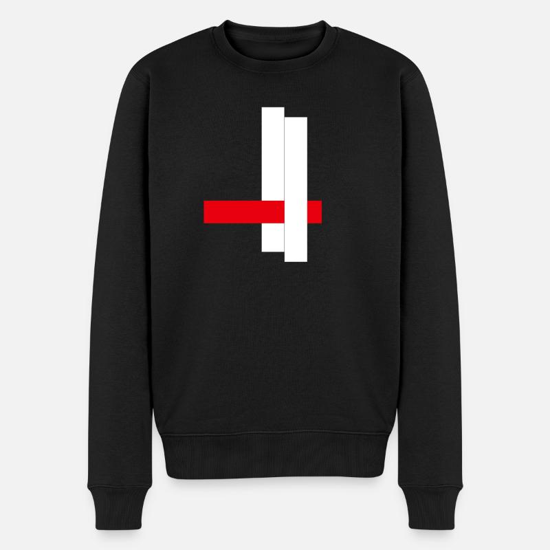 Geometrischer Kontrast Rot Schwarz Weiß - Männer Premium Bio Pullover - Schwarz