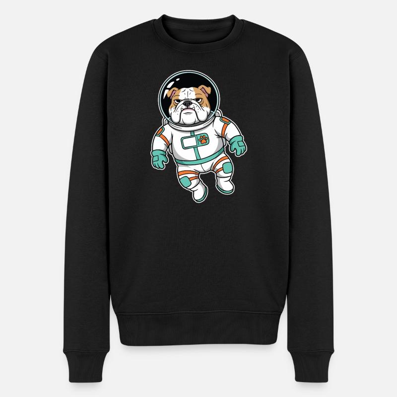 Chien Bulldog Anglais Astronaute Espace - Pull Premium bio Homme - noir